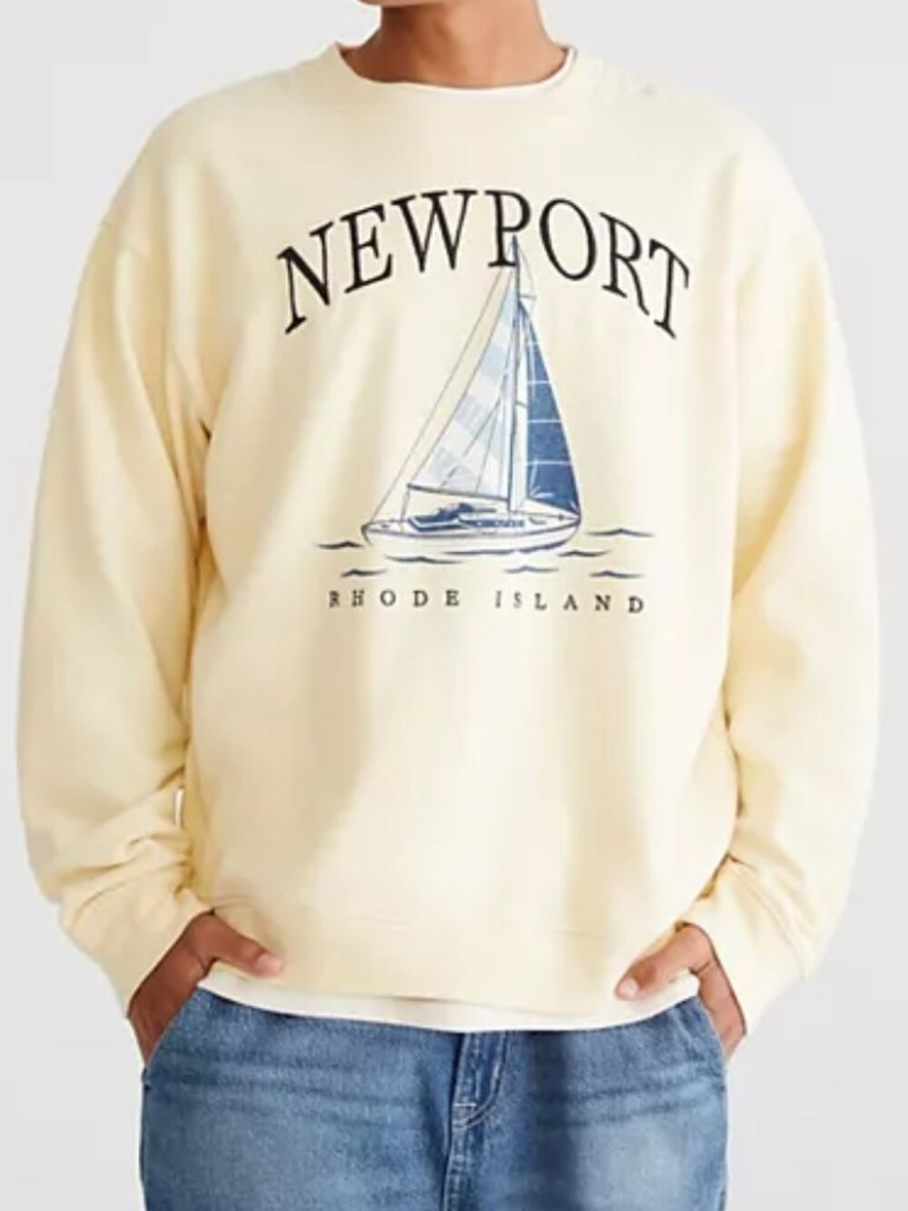 Men's Aeropostale Crewneck Graphic Sweatshirt, Size: XXL, Chamomile